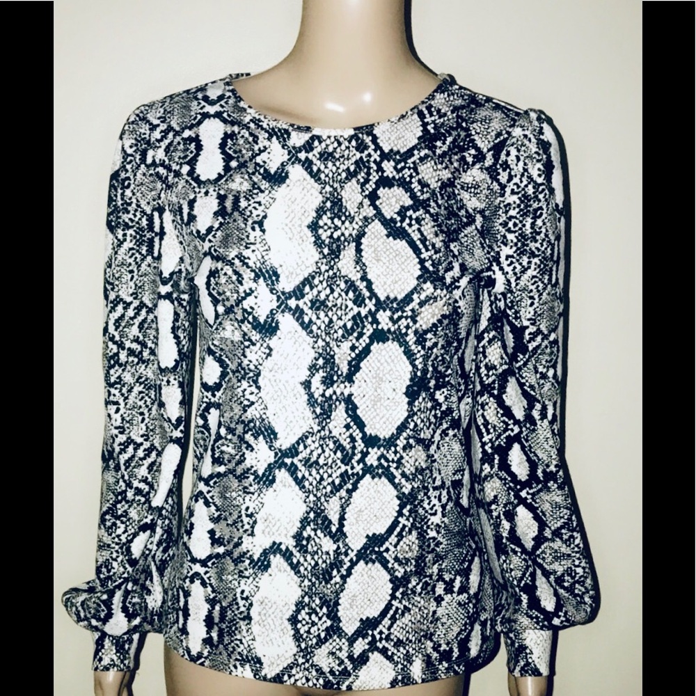 Express Blouse Snakeskin Pattern Long Sleeve - image 2